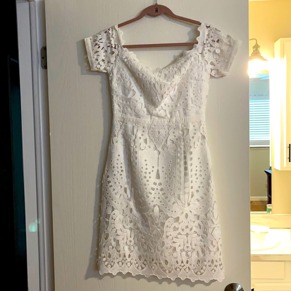 NSR White Lace-Appliqué Dress